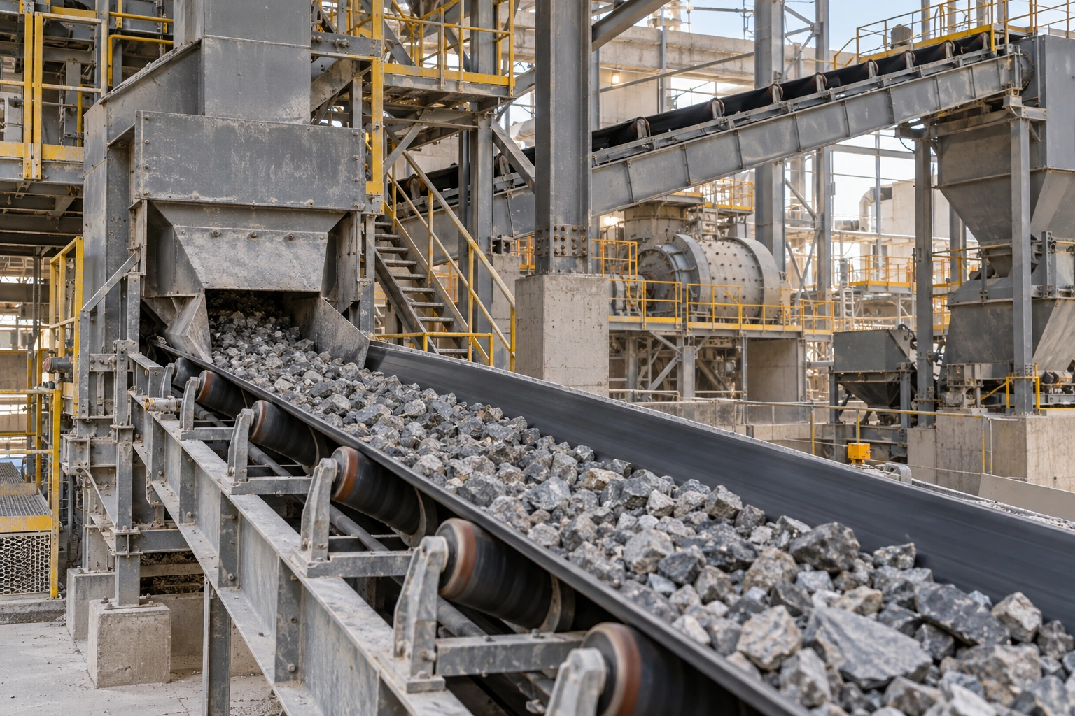 Imagem ilustrativa de processamento mineral; não mostra a instalação do cliente