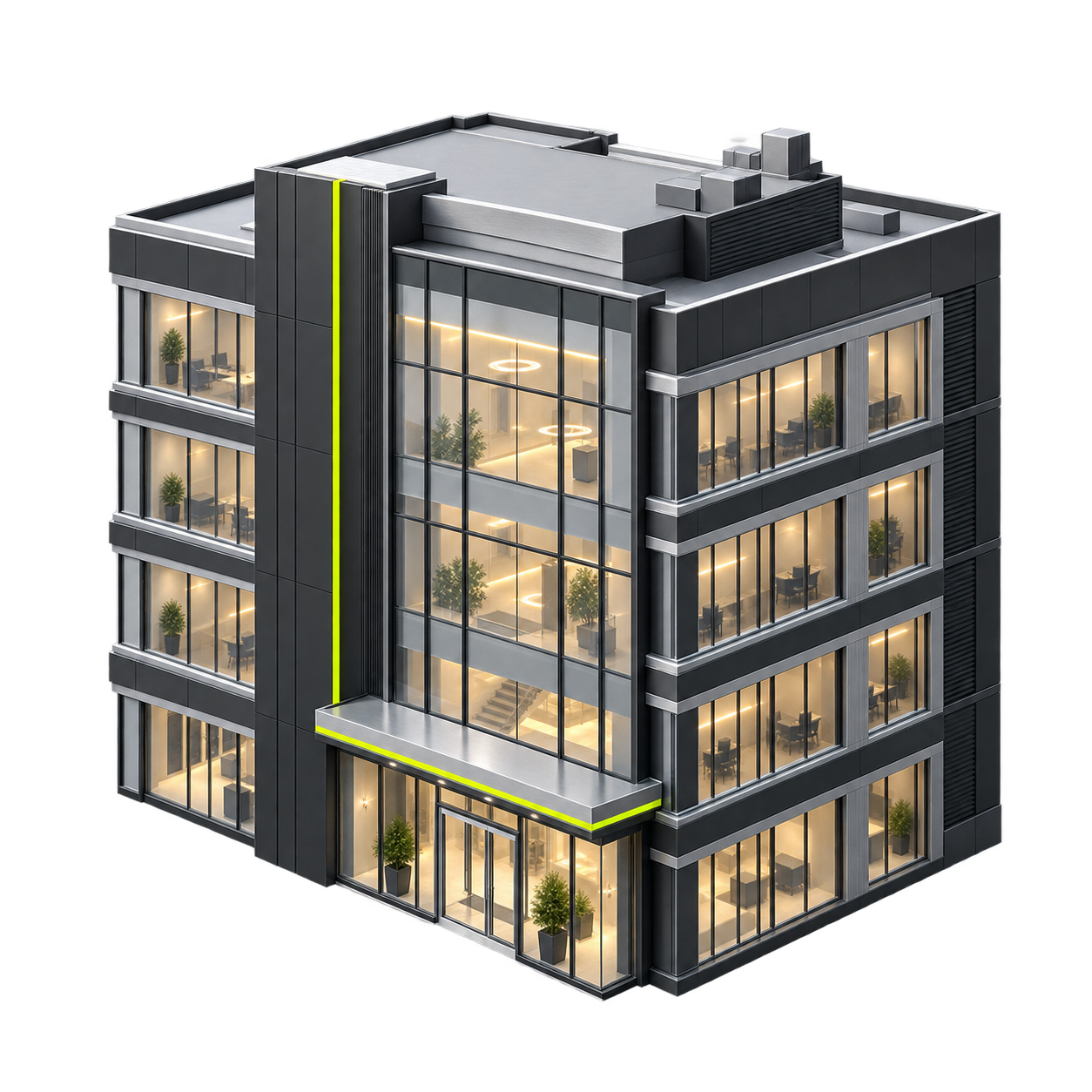 Edifícios comerciais · representação 3D